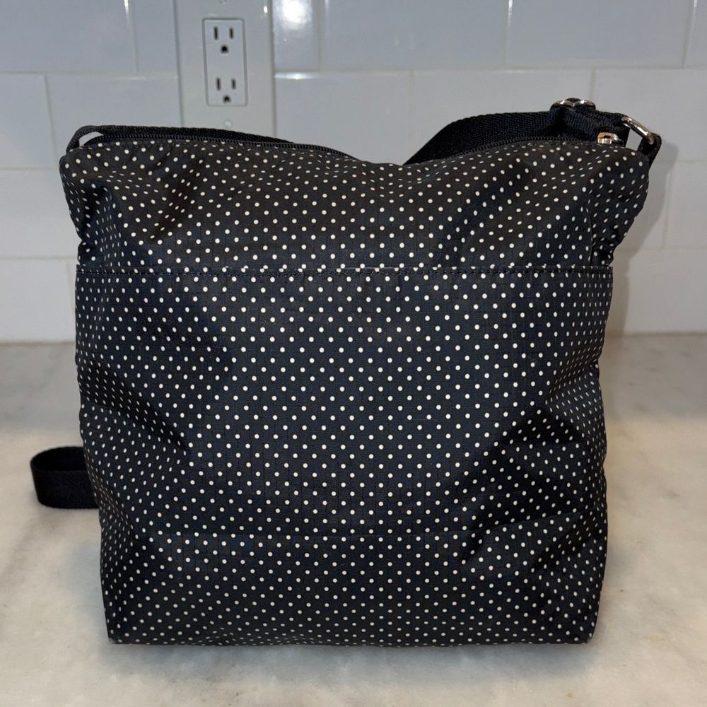 LeSportsac Purse Crossbody Shoulder Bag Black White Polka Dot Nylon - Picture 5 of 16